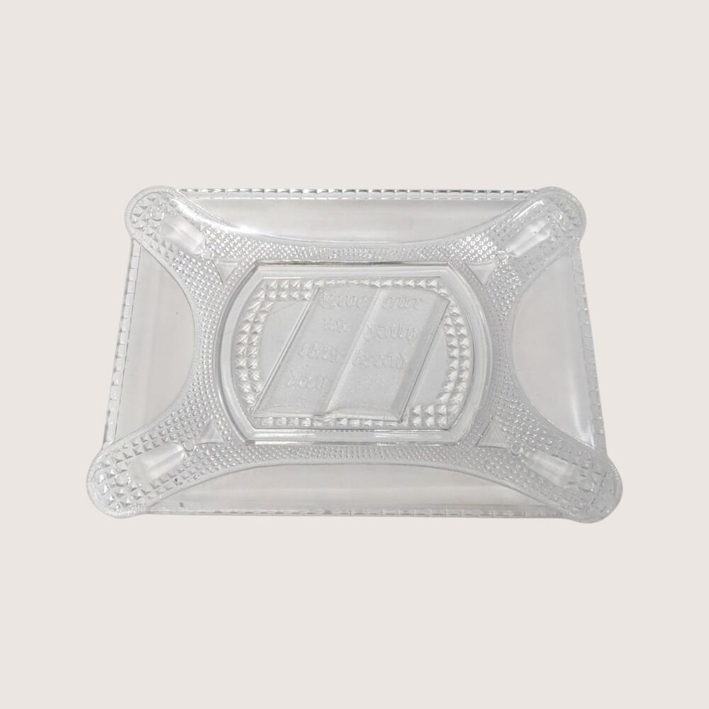 Antique Pressed Glass Bread Plate Give Us This Day Our Daily Bread
